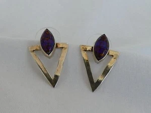Estate Sterling Silver & Charoite Earrings BC-22 - Picture 1 of 6