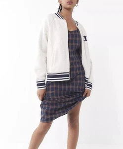 Champion Damen Letterman Jacke Sweatshirt Full Zip Logo Spellout Sherpa XS - Bild 1 von 7