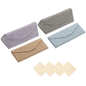 Custodia per occhiali pieghevole magnetica triangolo 4 colori texture classica - Foto 1 di 5
