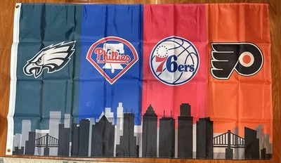 Philadelphia Philly Teams Eagles Phillies Flyers 76ers Bandera 3 X 5 pies Banner Regalo Foto 1 de 2