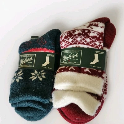 2 pares de calcetines Woolrich de doble capa para el hogar con aloe vera Navidad suaves cálidos acogedores Foto 1 de 4