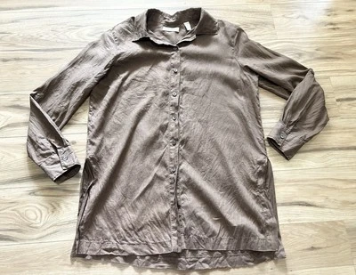 Женская льняная туника Valerie Stevens L коричневый минималистский штапель для шкафа - Изображение 1 из 4