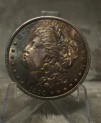 *1898 P MORGAN DOLLAR SOLID GEM BU PROOF LIKE VIBRANT RAINBOW TONER - Image 1 of 4