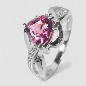 Elegant Pink Rhodolite Garnet 1.45Ct 925 Sterling Silver Handmade Jewelry Rings - Picture 1 of 10