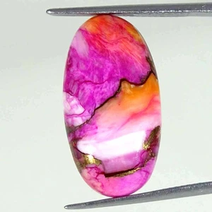 09,70 kt Rosa Dahlie Stachelige Auster Kupfer Türkis Oval Lose Edelstein 12 x 23 x 4 mm - Bild 1 von 5