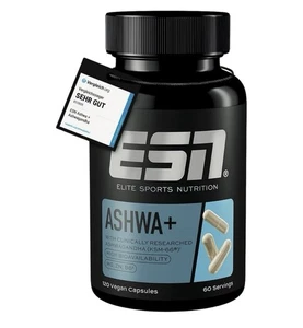 ESN Ashwa +, Ashwagandha-Wurzelextrakt, 120 Kaps, mit Magnesium Vitamin B6 Zink - Bild 1 von 4