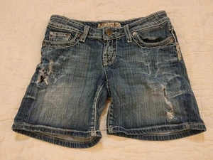 BKE pantaloncino denim fibbia effetto invecchiato donna tg 25 elasticizzato strappato - Foto 1 di 11