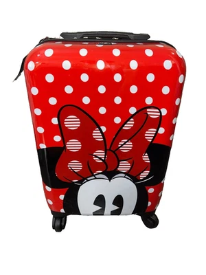 COMPLETO Maleta Equipaje de Mano Disney Minnie Mouse Lunares 21” Lado Rígido Giratorio Foto 1 de 3