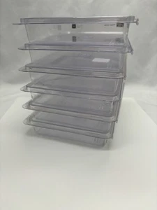 Lot of 6 Stampin Up Plastic Clamshell Flip Top Clear Storage Cases 5x7 - Picture 1 of 3