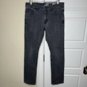 Volcom Vorta Jeans Mens 32 (33/30) Gray Stone Wash Slim Straight Stretch Denim - Picture 1 of 9