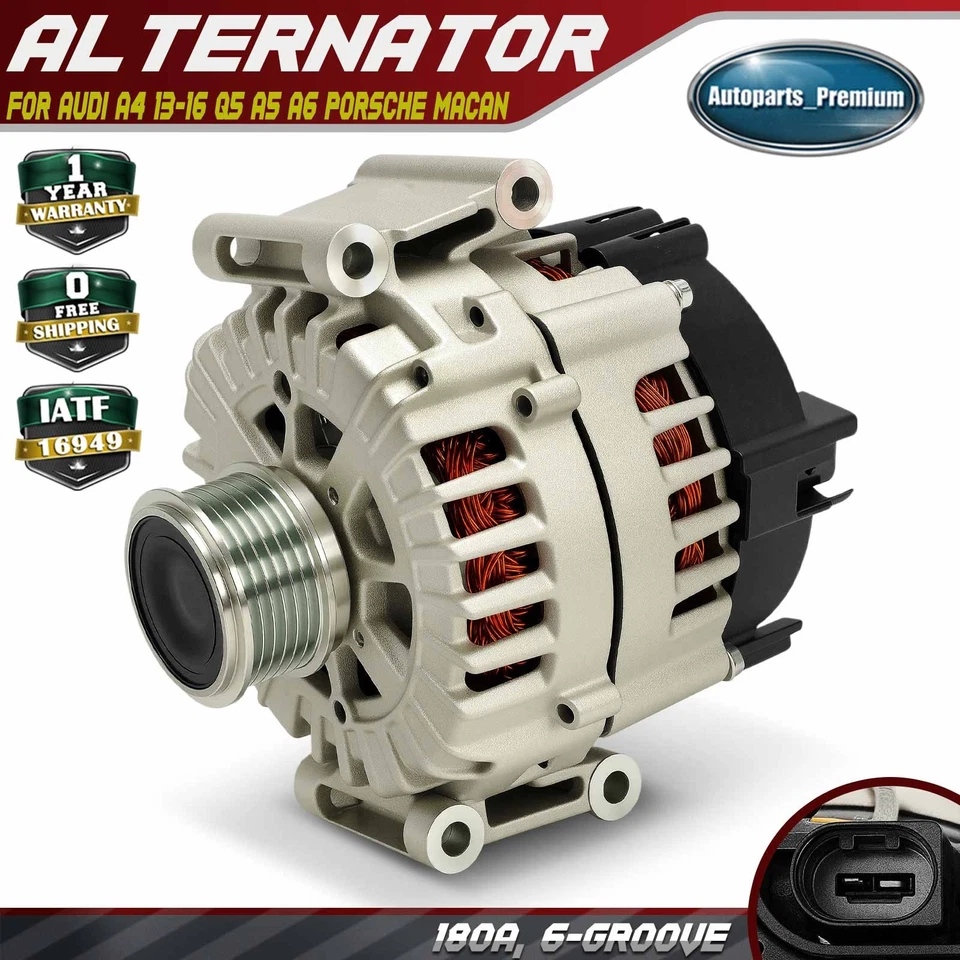Alternador para Audi A4 2013-2016 Q5 A5 A6 Porsche Macan 180Amp 14V CW 6 ranuras Foto 1 de 4