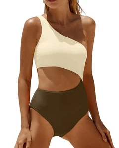 Women's One Piece Bathing Suit One Shoulder Swimsuit Cutout Swimwear Monokini... - Picture 1 of 5