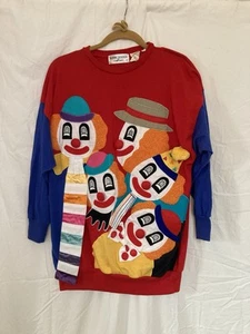 Vintage Bonnie Boerer Oversize 3D Clown Sweater 1987 Med*NWOT*Unworn - Picture 1 of 5