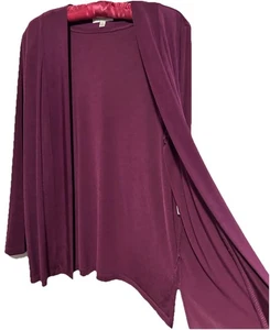 Draper’s & Damon’s Jacket PL Slinky Stretch Purple Open Front Cardigan Petite L - Picture 1 of 7