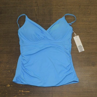 Anne Cole Womens Twist Front Underwire Tankini Swim Top Arctic Blue 36C/38B - Image 1 of 4