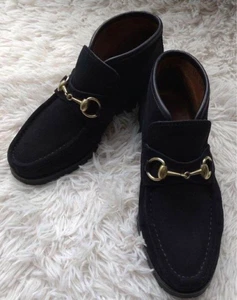 Stivali chukka Gucci donna Horsebit scamosciati neri US 7.0 usati in ottime condizioni senza scatola JPN - Foto 1 di 6