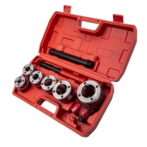 RATCHET RATCHETING PIPE THREADER KIT SET 1/2 '', 1/4 '', 3/4 '' PIPE THREAD DIE - Picture 1 of 20