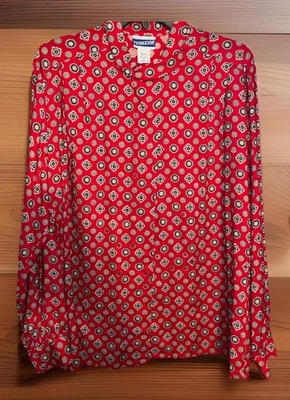 Винтажный Pendleton блузка красный с геометрическим принтом кнопка вверх размер 14 - Изображение 1 из 3