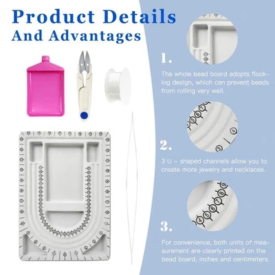 Perlenbrett, DIY-Schmucktablett, Organizer für Armreif, Ohrringe, Armband - Bild 1 von 4
