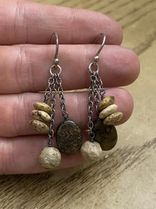 SILPADA Sterling Silver 925 Enlightening Magnesite Bronzite Pyrite Earrings - Picture 1 of 2