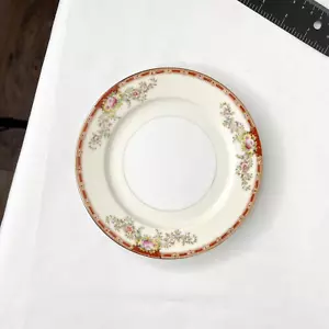Royal Chester Ogden BREAD Plate 6.25” Red Pink Floral Gold 1940s Japan - Picture 1 of 8