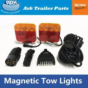 ARK Trailer Towing LED Light Magnetic Lamp Tow Lights Magnet 12/24V 8m+1.5m MB - Picture 1 of 9