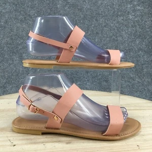 Westloop Sandals Womens 7 M Slingback Strappy Flats Slip On Pink Faux Leather - Picture 1 of 18