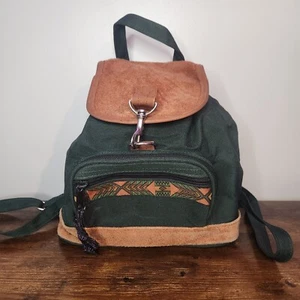 Vintage 90s Streetwear Southwestern Fiesta Suede Leather Trim Mini Backpack Bag - Picture 1 of 12