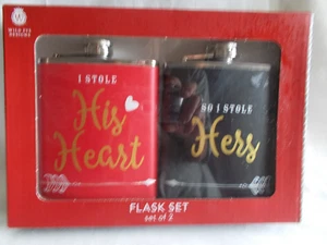 FLASK SET OF 2 -'I STOLE HIS HEART SO I STOLE HERS' NEW IN BOX - Picture 1 of 7