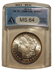 1878 **P** 7/8 Morgan Silver Dollar **ANACS MS64 WHITE** FREE SHIPPING  349 - Picture 1 of 4
