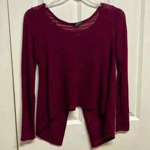 Ambiance Dark Plum Langarm-Stricktop mit Schlitz hinten Spitze Größe M - Bild 1 von 6