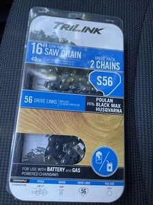 TRILINK S56 - 16” Saw Chain fits Poulan Black Max Husqvarna 15056X2TL2 • 2-Pack - Picture 1 of 2