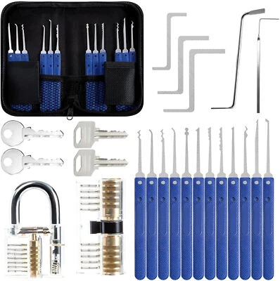 Lockpicking 17-Teiliges Dietrich Set mit 2 Transparent Trainingsschlössern DE - Bild 1 von 4