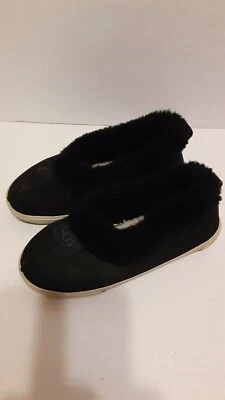 Niñas Talla 3 Sin Cordones Ugg Negro Zapatillas Mocasín Sin Cordones Usado De Colección 1980 Foto 1 de 4