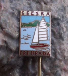 Antique Secska Prehrada Czech Lake Dam Yacht Sailing Resort Souvenier Pin Badge - Picture 1 of 3