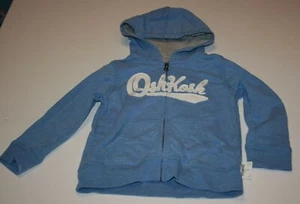 OshKosh Boys Heritage White Logo Hoodie Blue NWT 3T 8 Year Sweatshirt Top Jacket - Picture 1 of 3