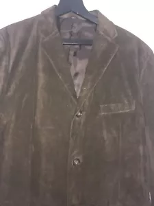 Men’s Retro Vintage Alfani Brown Leather Suede Coat - Size 42 R Chest ⭐️GC⭐️ - Picture 1 of 11