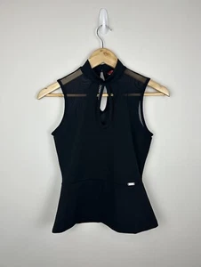 Guess Women’s Keyhole Singlet Tank Top Size XS Black Sleeveless Sheer Panel - Picture 1 of 10