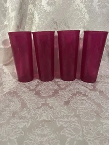 Tupperware Set Of 4 16 Oz Straight Sided Tumblers Cups Purple / Fuchsia BrandNew - Picture 1 of 4