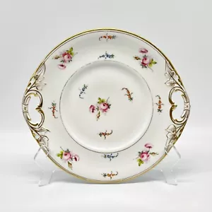 Schöne unmarkierte Porzellan Runde Blumen Dessert Kuchen Teller Netzgriffe - Bild 1 von 10