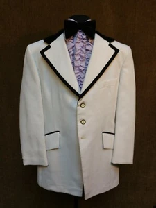1970s white tux formal jacket black trim pimp---Multiple Sizes - Picture 1 of 5