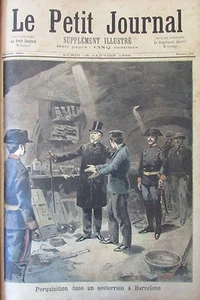 SPAIN BARCELONA UNDERGROUND SEARCH GENDARMES ENGRAVING SMALL NEWSPAPER 1894 - Picture 1 of 1