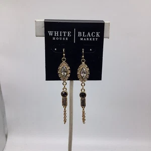 White House Black Market Black/Gold Crystal Earrings NWTS - Picture 1 of 2