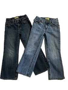 EUC 2 Pair- Boys Old Navy Boot Cut Jeans Sz 7 Regular Adjustable Waist - Picture 1 of 6