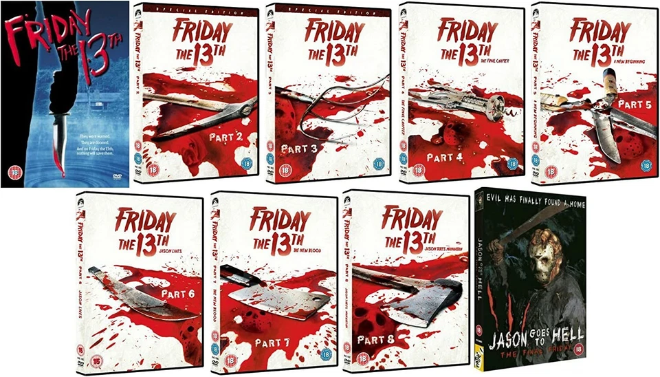 FRIDAY THE 13TH COMPLETE MOVIE 1- 9 DVD COLLECTION Part 1 2 3 4 5 6 7 8 9 UK Rel - Image 1 of 1