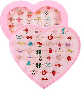 36Pcs Children Kids Little Girl Gift, Jewelry Adjustable Rings in Box, Girl Pret - Picture 1 of 9