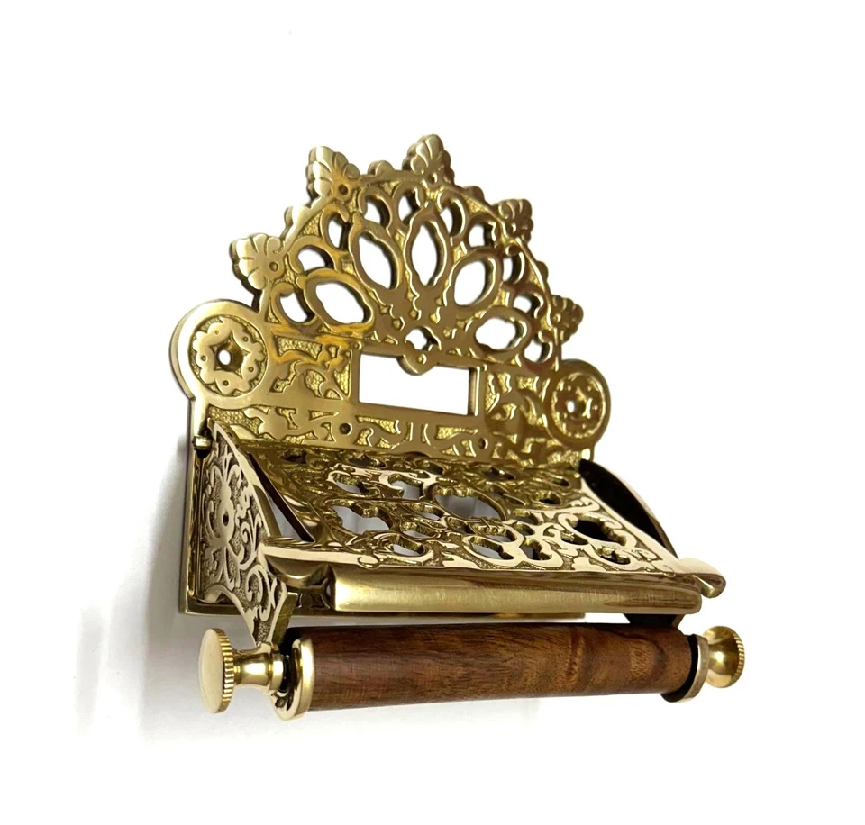 Antique Victorian Ornate Solid Brass Toilet Roll Holder – Vintage Elegant Holder - Image 1 of 4