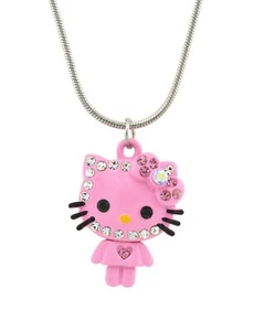 Lindo Collar Blanco Hello Kitty Cristales Rosa 18 Inchas - Imagen 1 de 2