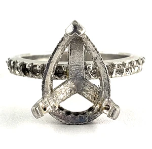 12X9mm Pear Cut Platinum PT Diamond Gemstone Ring Setting Unset Mounting Size 6 - Picture 1 of 16