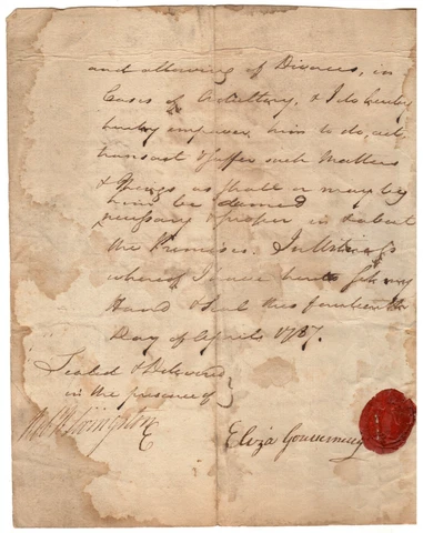 Document Signed by Robert R. Livingston re/ Richard Varick & Alexander Hamilton Cover